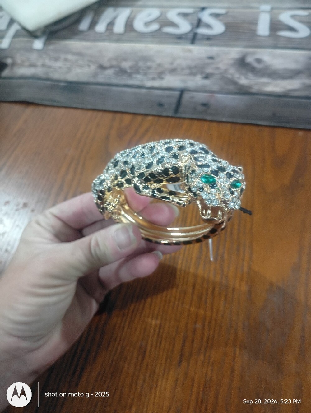 NATASHA Crystal Cheetah Statement Hinge Bracelet